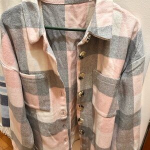 Stylish Plaid Button-Up Teddy Jacket